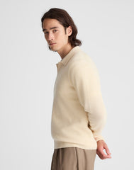 Johnny-Collar Sweater Polo in Heritage Merino Wool BISCUIT