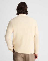 Johnny-Collar Sweater Polo in Heritage Merino Wool BISCUIT