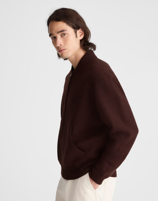 Boiled Wool Baseball Jacket ESPRESSO BEAN