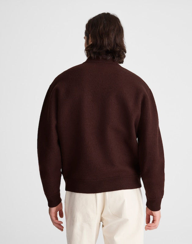 Boiled Wool Baseball Jacket ESPRESSO BEAN