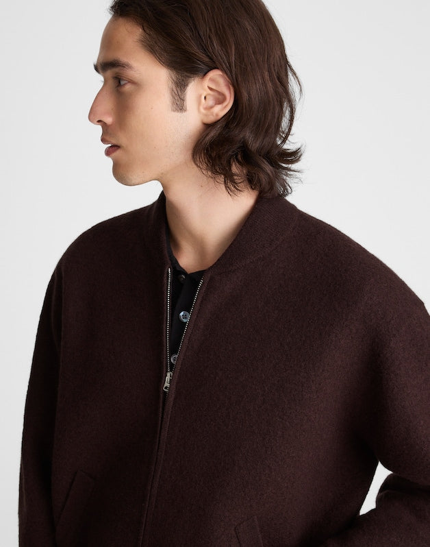 Boiled Wool Baseball Jacket ESPRESSO BEAN