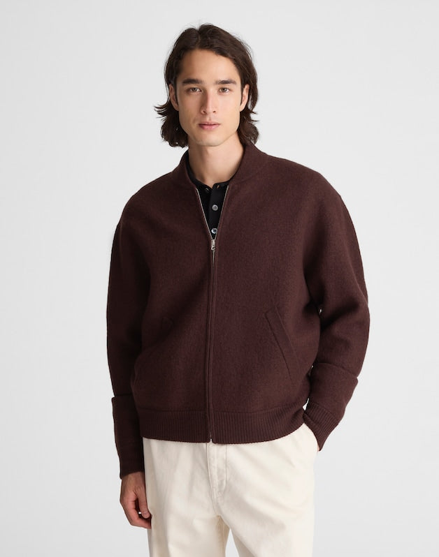 Boiled Wool Baseball Jacket ESPRESSO BEAN