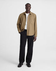 Twill Button-Up Shirt in Wool Blend DESERT BROWN