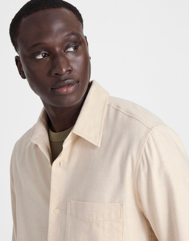 Lightweight Flannel Button-Up Shirt HEATHER OATMEAL