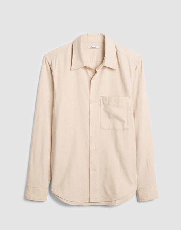 Lightweight Flannel Button-Up Shirt HEATHER OATMEAL