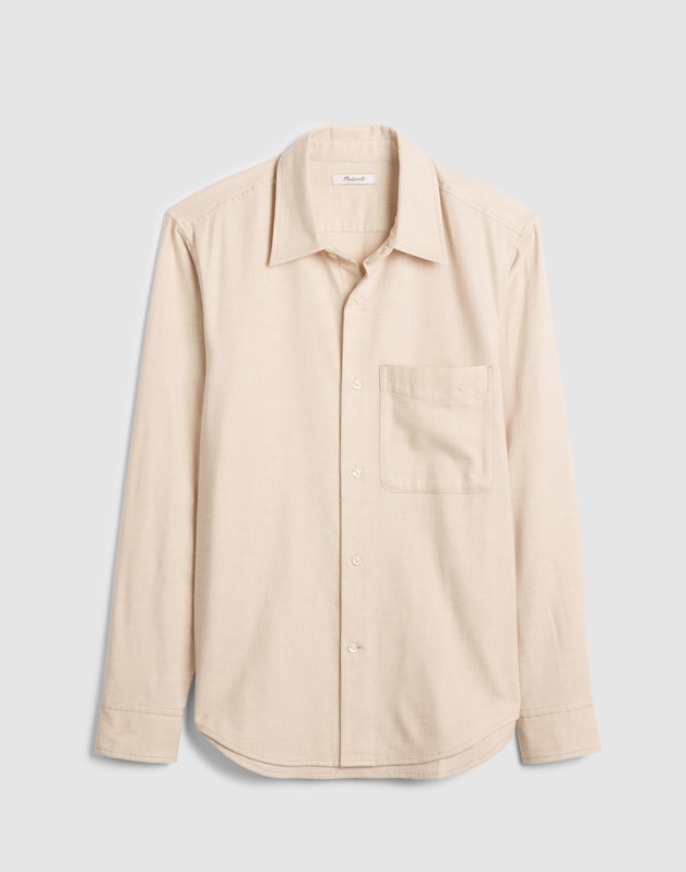 Lightweight Flannel Button-Up Shirt HEATHER OATMEAL