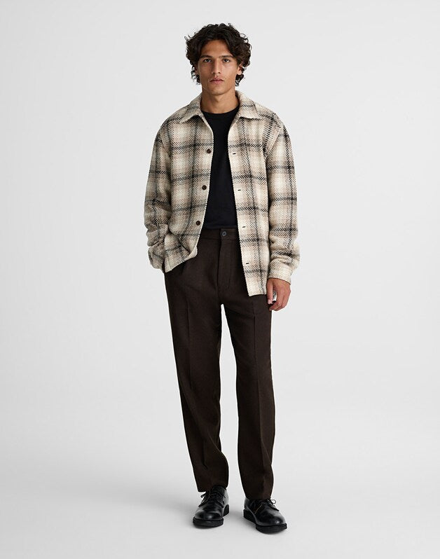 Twill Shirt-Jacket in Broken Plaid GREY