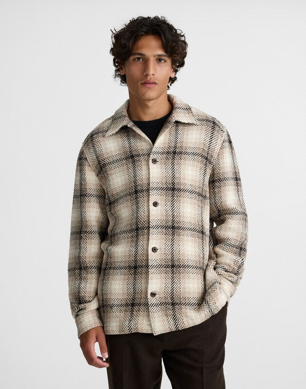 Twill Shirt-Jacket in Broken Plaid GREY