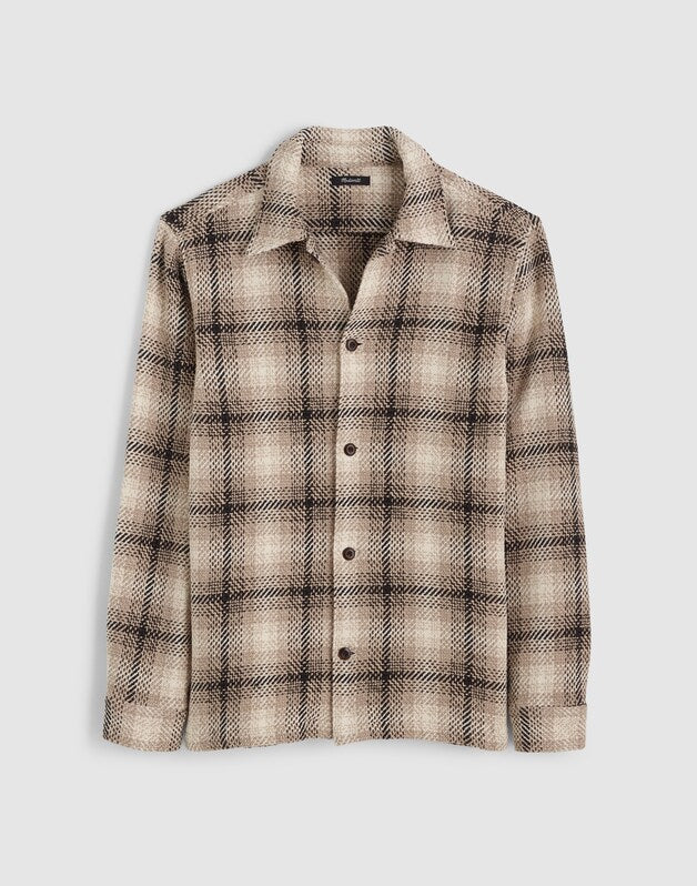 Twill Shirt-Jacket in Broken Plaid GREY