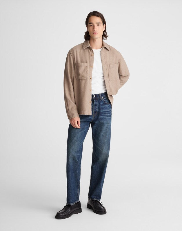 Midweight Flannel Button-Up Shirt LIGHT BROWN