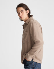Midweight Flannel Button-Up Shirt LIGHT BROWN