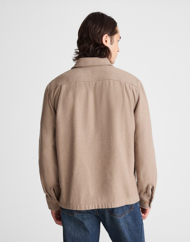 Midweight Flannel Button-Up Shirt LIGHT BROWN