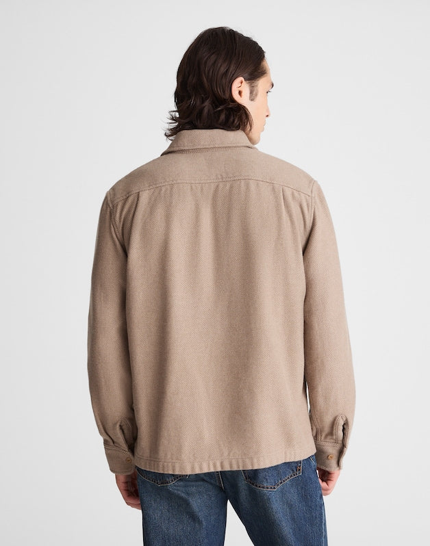 Midweight Flannel Button-Up Shirt LIGHT BROWN