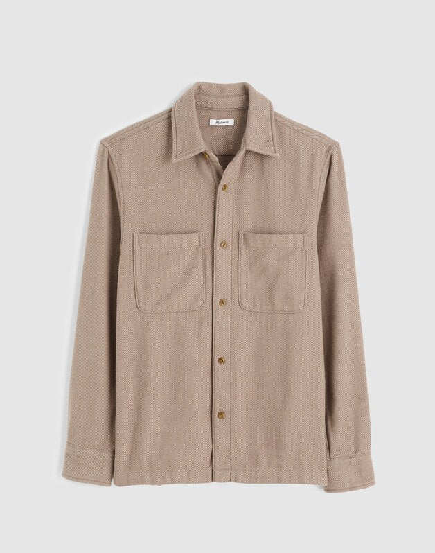 Midweight Flannel Button-Up Shirt LIGHT BROWN
