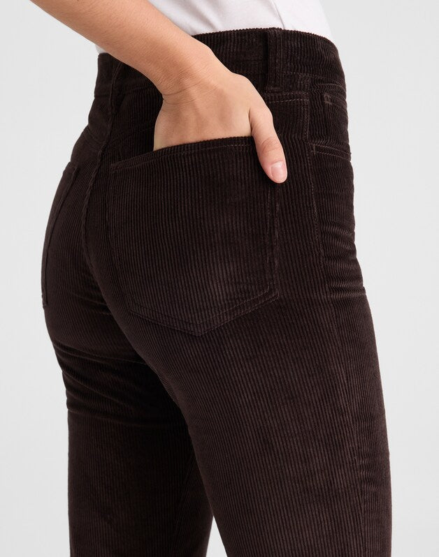 The Petite Longline Straight Pant in Corduroy BLACK WALNUT