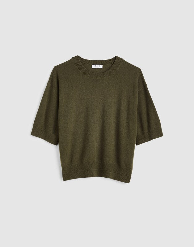Relaxed Sweater Tee in 100% Cashmere OLIVE MOSS