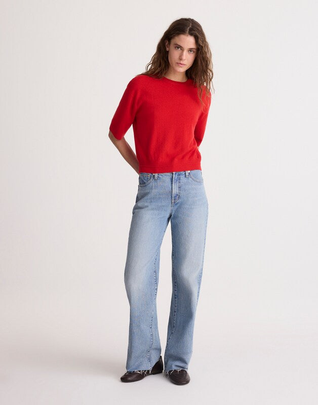 Relaxed Sweater Tee in 100% Cashmere RUBY