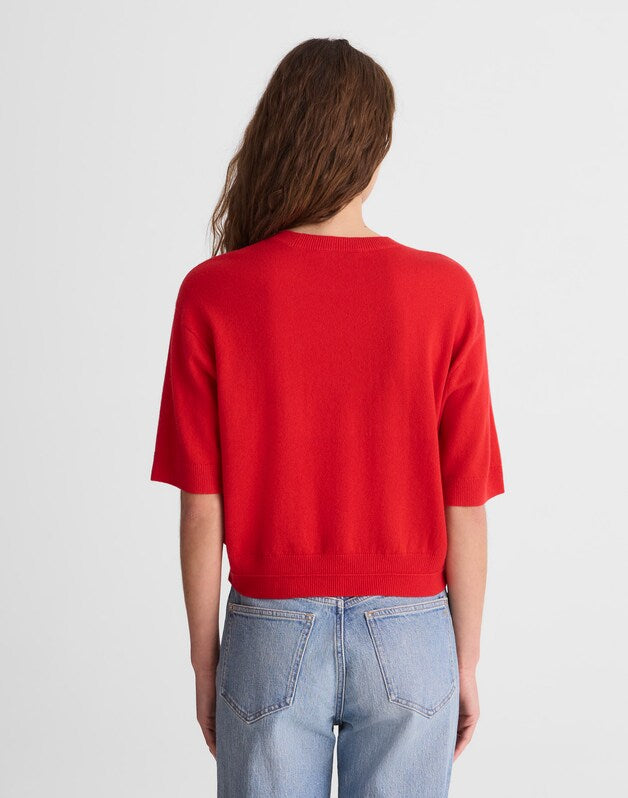 Relaxed Sweater Tee in 100% Cashmere RUBY