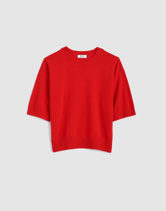 Relaxed Sweater Tee in 100% Cashmere RUBY