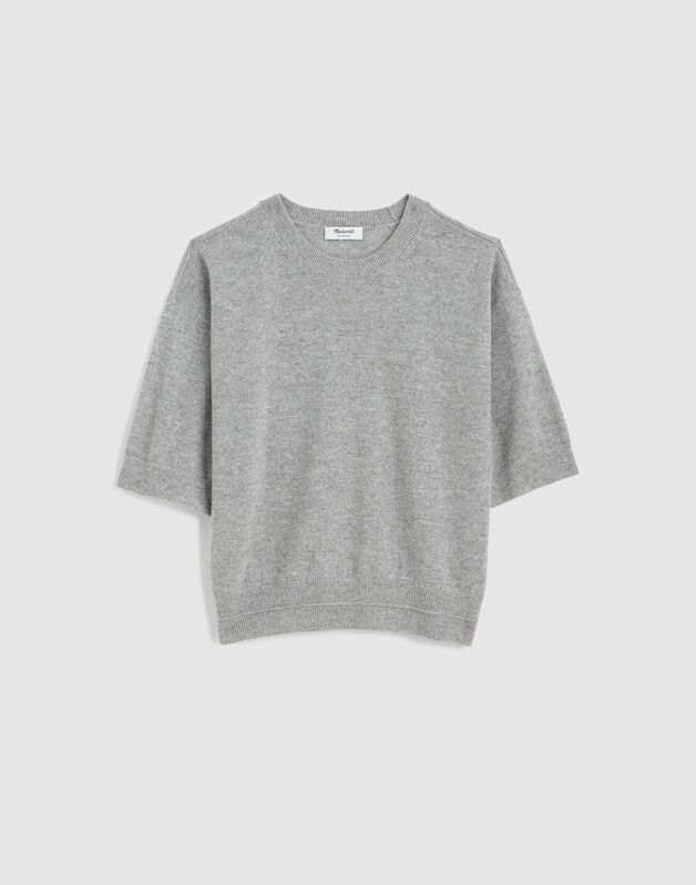 Relaxed Sweater Tee in 100% Cashmere LIGHT HEATHER GREY