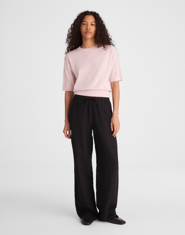 Relaxed Sweater Tee in 100% Cashmere PALE PINK