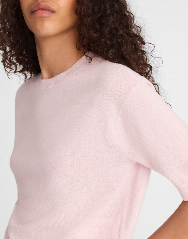 Relaxed Sweater Tee in 100% Cashmere PALE PINK