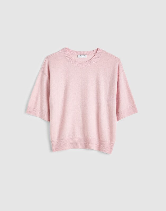 Relaxed Sweater Tee in 100% Cashmere PALE PINK