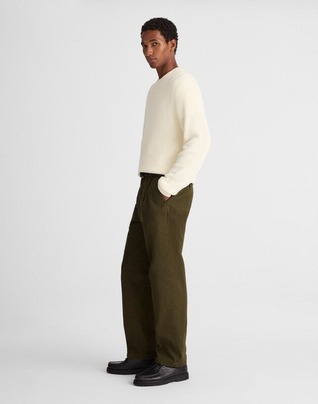 Pleated Twill Trousers OLIVE DRAB