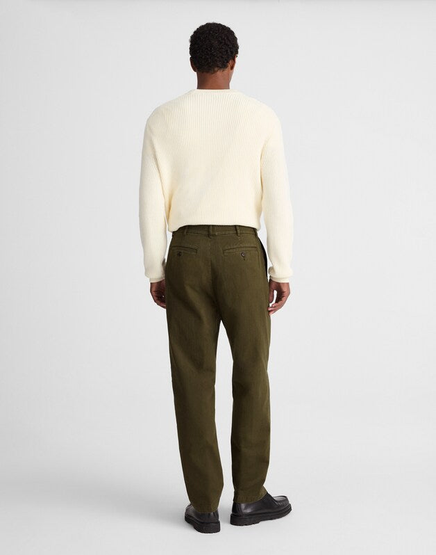 Pleated Twill Trousers OLIVE DRAB