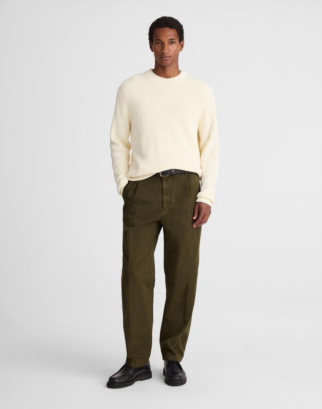 Pleated Twill Trousers OLIVE DRAB