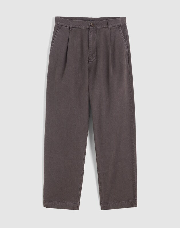 Pleated Twill Trousers SOFT CHARCOAL