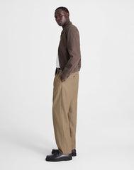 Double-Pleated Twill Trousers in Wool Blend DESERT BROWN