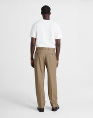 Double-Pleated Twill Trousers in Wool Blend DESERT BROWN