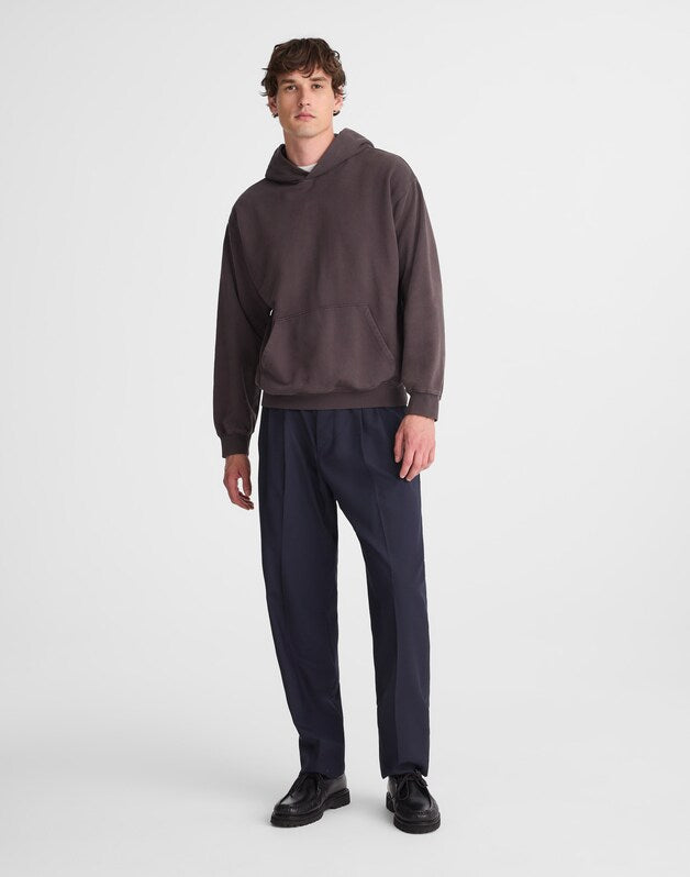 Double-Pleated Twill Trousers in Wool Blend DARKEST NAVY