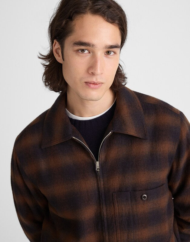 Zip-Front Jacket in Japanese Flannel OMBRE CHECK
