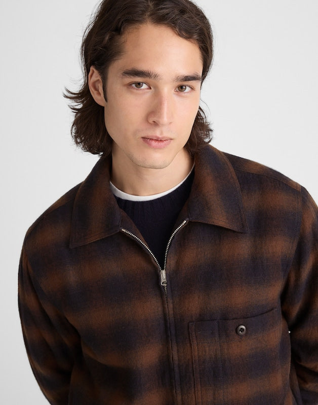 Zip-Front Jacket in Japanese Flannel OMBRE CHECK