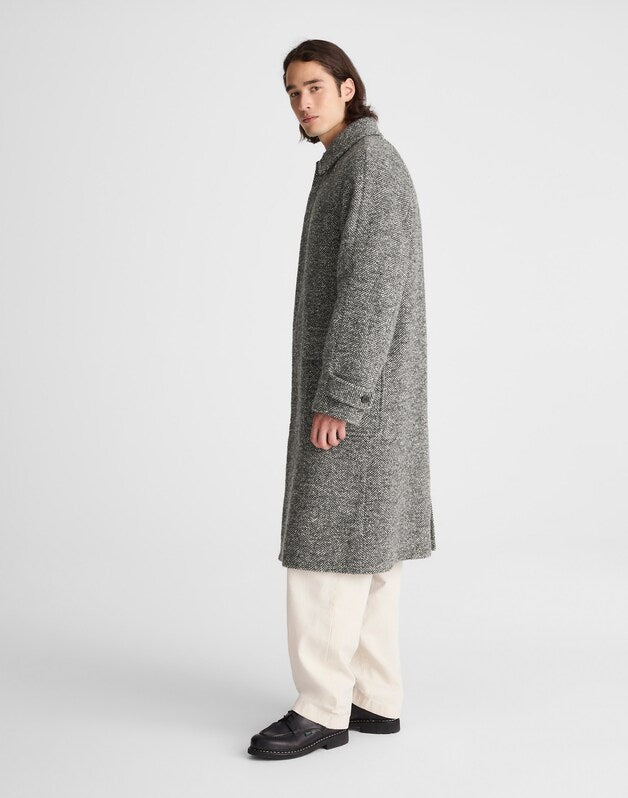 Balmacaan Overcoat in Italian Tweed BLACK MULTI