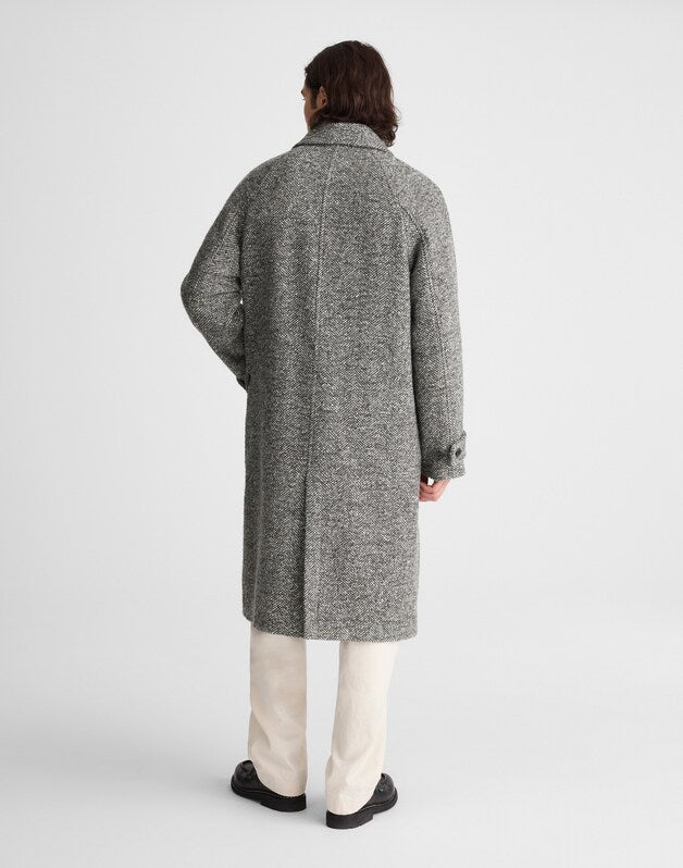 Balmacaan Overcoat in Italian Tweed BLACK MULTI