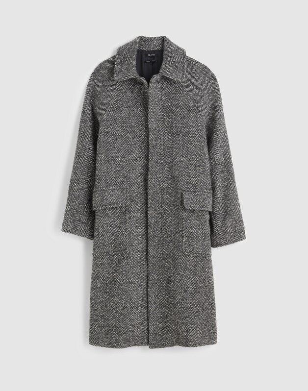 Balmacaan Overcoat in Italian Tweed BLACK MULTI