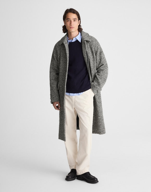Balmacaan Overcoat in Italian Tweed BLACK MULTI