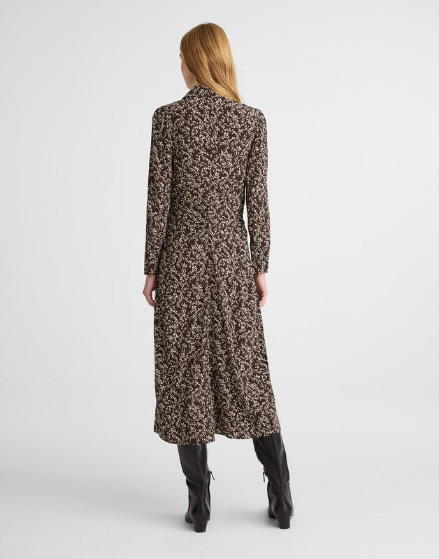 Ruched Midi Shirtdress BRIDGETTE SPOTS  BROWN