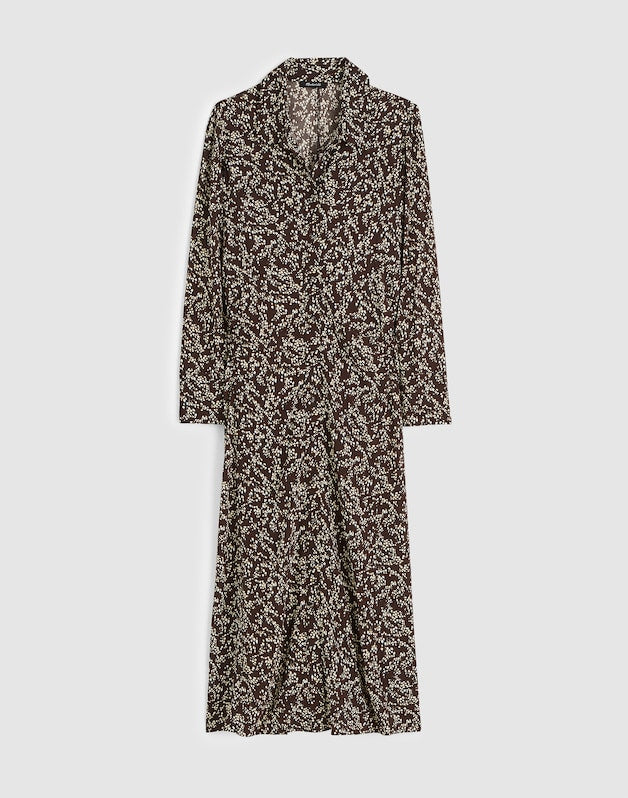Ruched Midi Shirtdress BRIDGETTE SPOTS  BROWN