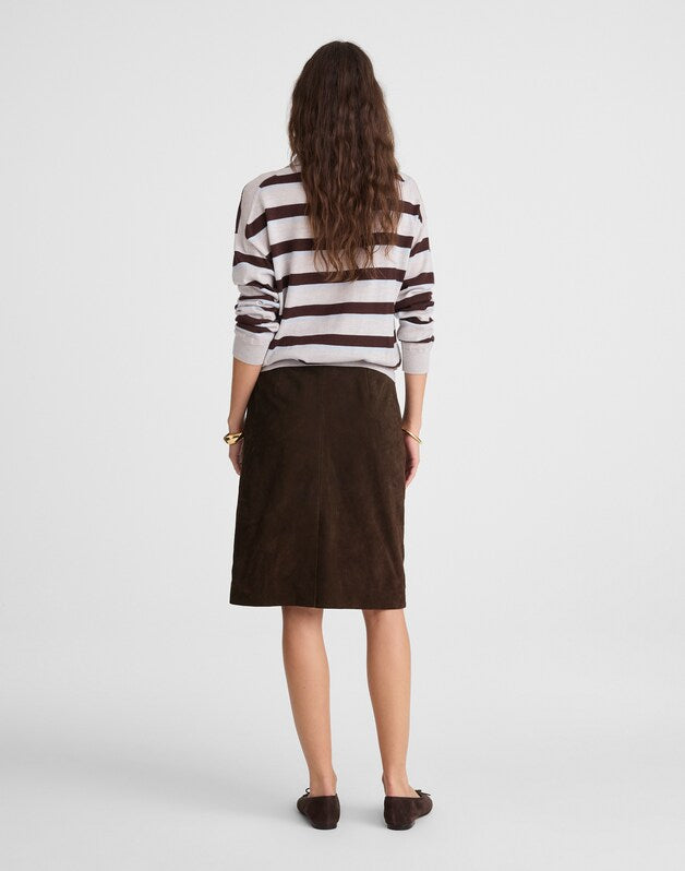 Suede Column Skirt DARK CAROB