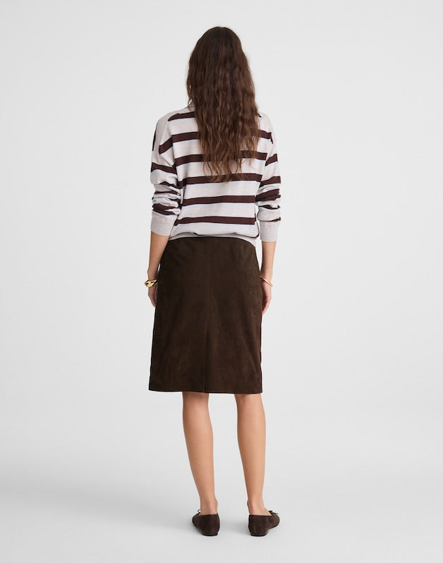 Suede Column Skirt DARK CAROB