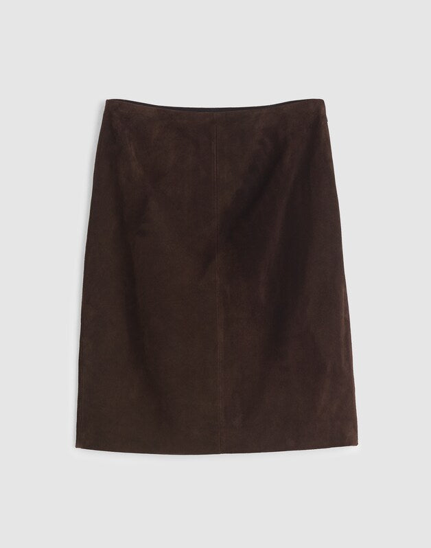 Suede Column Skirt DARK CAROB