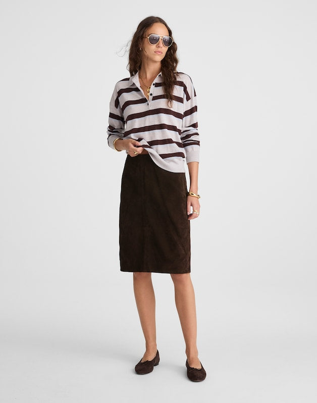 Suede Column Skirt DARK CAROB