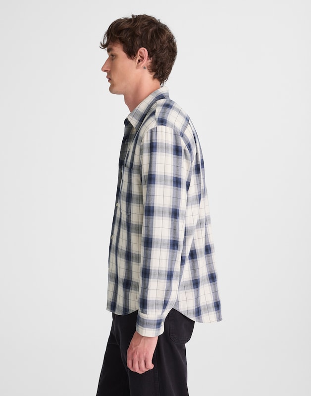 Lightweight Flannel Button-Up Shirt OATMEAL
