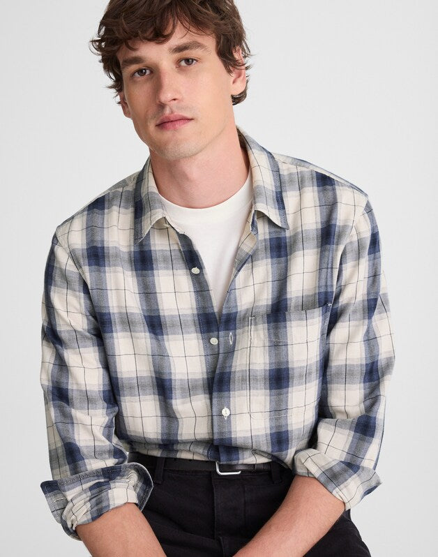 Lightweight Flannel Button-Up Shirt OATMEAL
