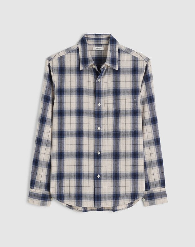 Lightweight Flannel Button-Up Shirt OATMEAL