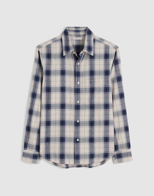 Lightweight Flannel Button-Up Shirt OATMEAL